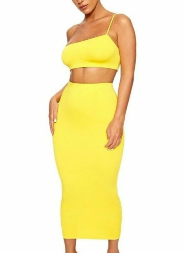 Naked Wardrobe Crop Top Skirt Set
